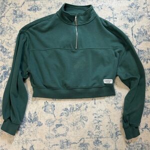 H&M Dark Green Cropped Sweatshirt